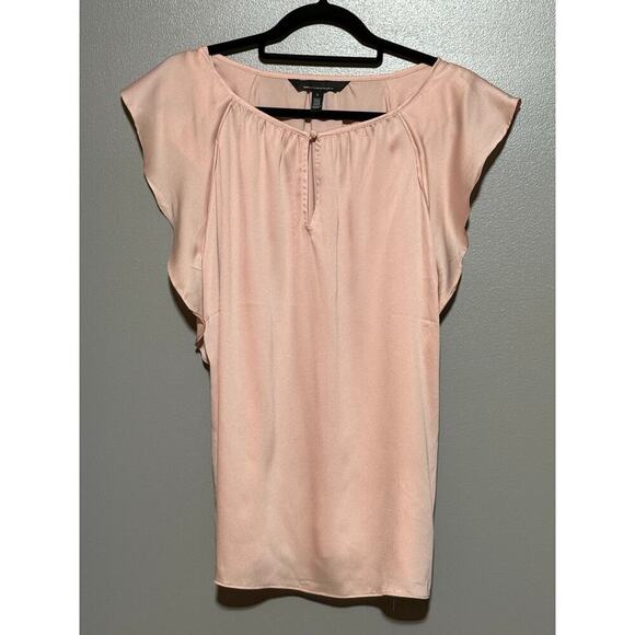 NWOT‎ WHBM Flutter Sleeve Shell Large Pink Polyester Blouse summer beautiful - Picture 1 of 8